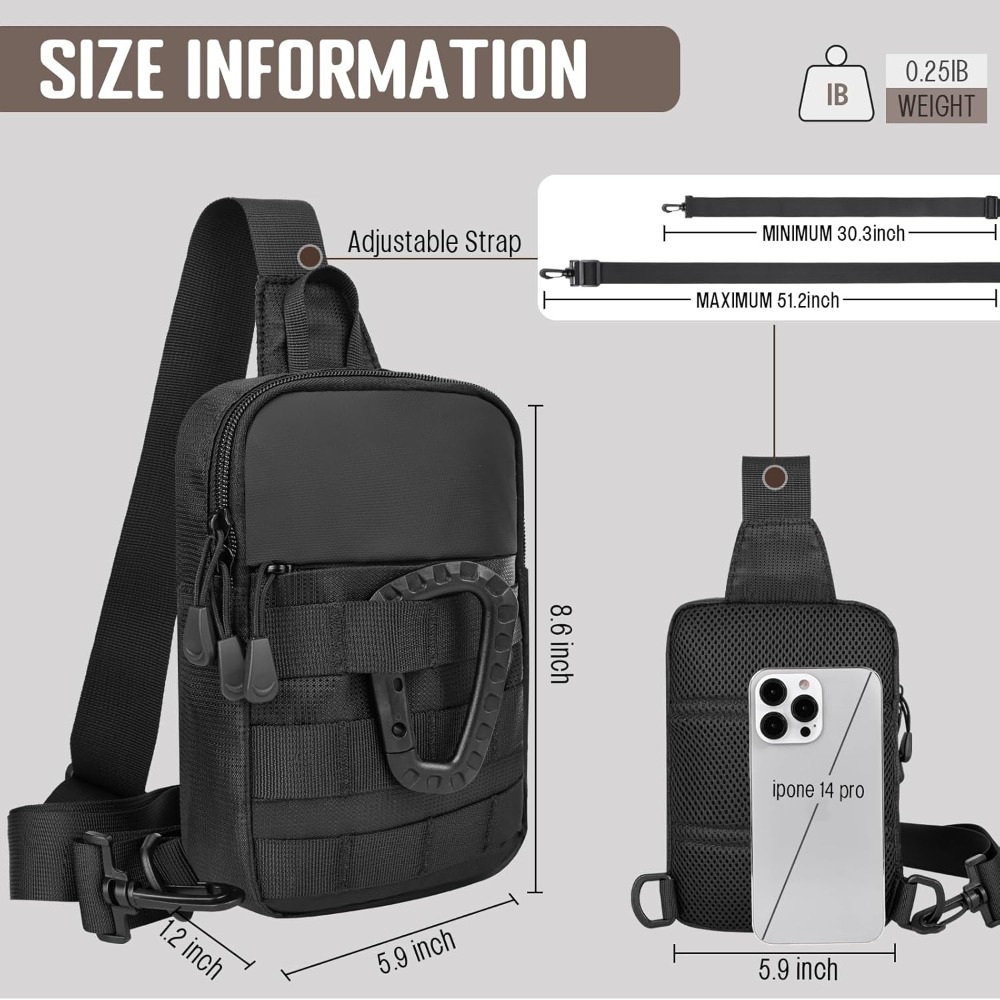 Small Sling Bag for Men, Tacti - Crossbody Bag Men avaliação e preço