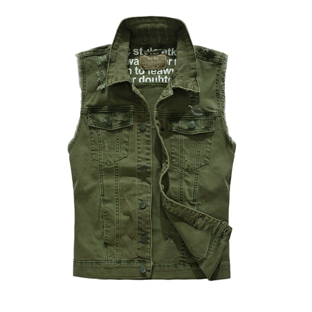 New Fashion Men Green Casual R - Men'S Fashion Vest With Jeans avaliação e preço