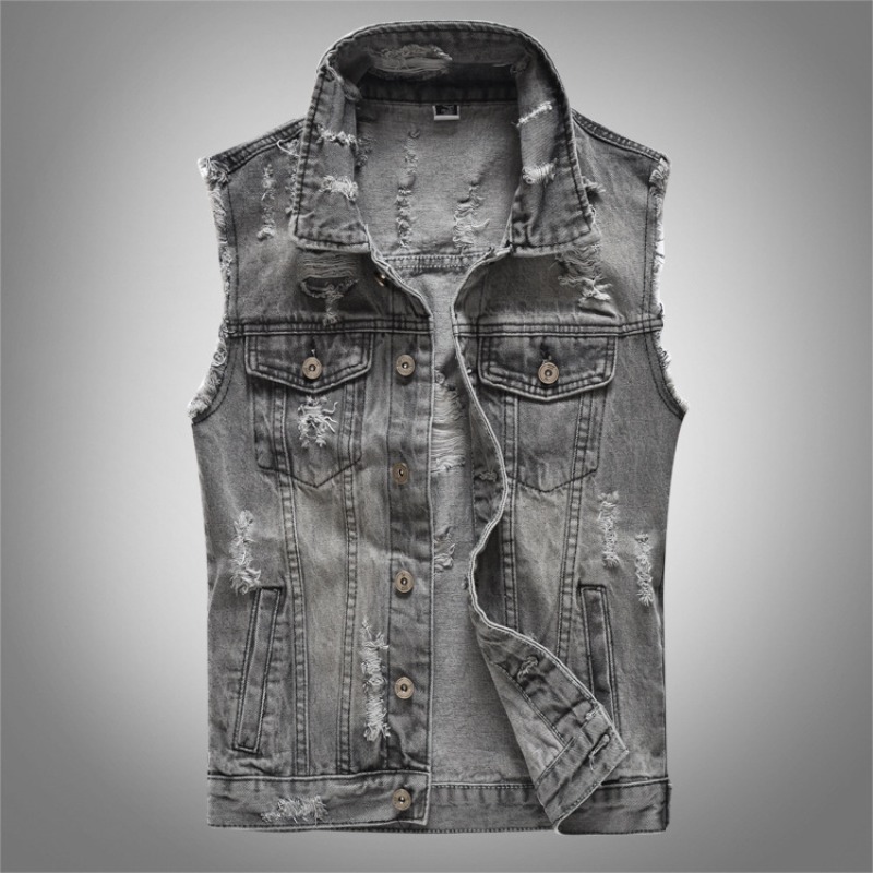 New Fashion Men Retro Grey Den - Men'S Fashion Vest With Jeans avaliação e preço
