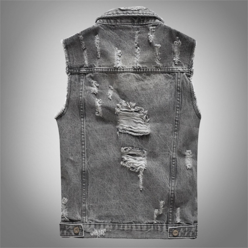 New Fashion Men Retro Grey Den - Men'S Fashion Vest With Jeans avaliação e preço