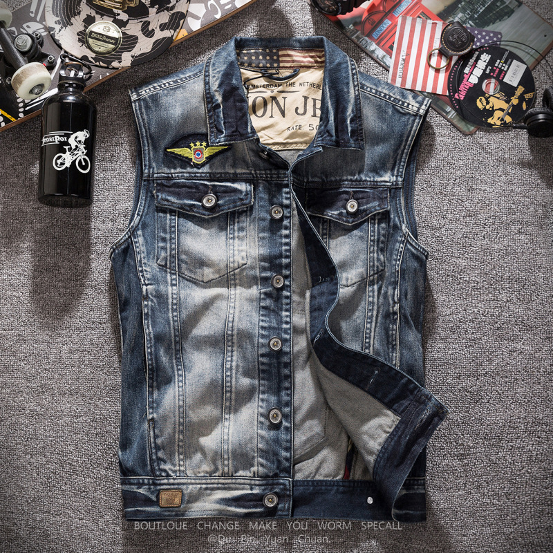 New Fashion Men Retro Grey Den - Men'S Fashion Vest With Jeans avaliação e preço