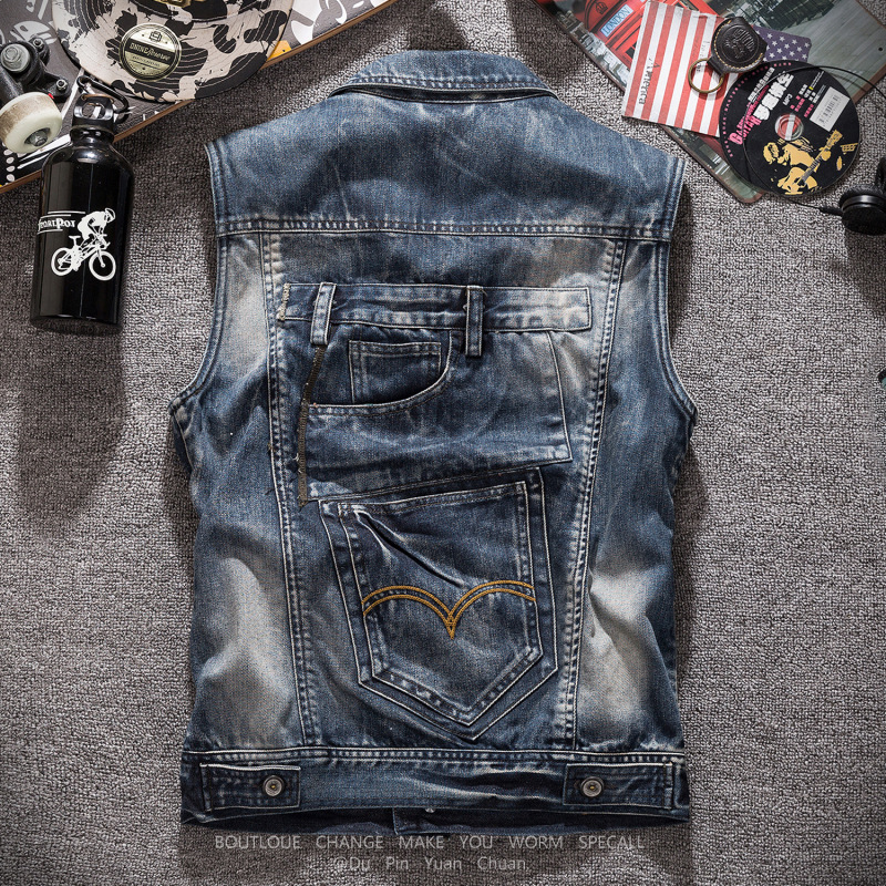 New Fashion Men Retro Grey Den - Men'S Fashion Vest With Jeans avaliação e preço