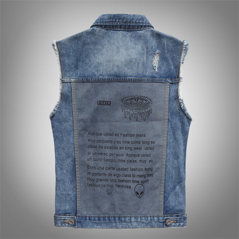 New Fashion Men Blue Casual Ri - Men'S Fashion Vest With Jeans avaliação e preço