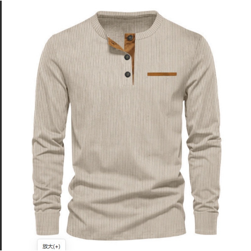 Men's Corduroy Henley Neck Lon - Mens Fashion Wear avaliação e preço