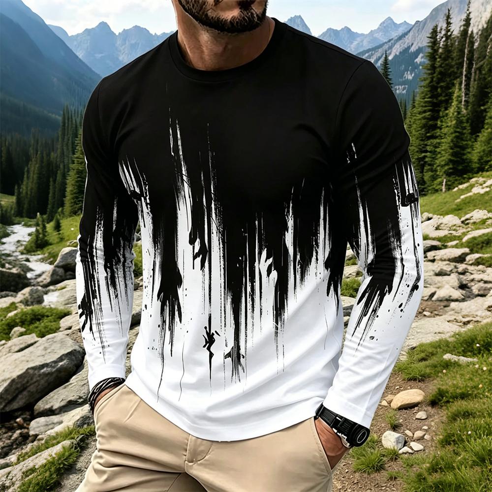 Men's Gradient Ink Splash Long - Mens Fashion Summer avaliação e preço