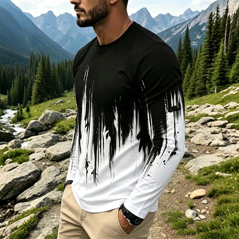 Men's Gradient Ink Splash Long - Mens Fashion Summer avaliação e preço