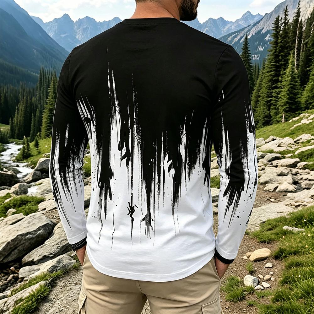 Men's Gradient Ink Splash Long - Mens Fashion Summer avaliação e preço