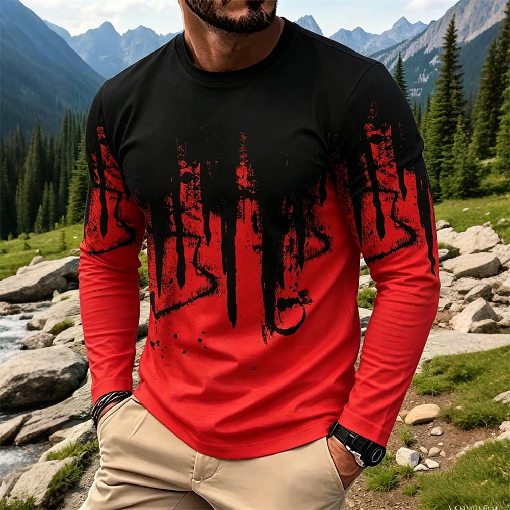 Men's Gradient Ink Splash Long - Mens Fashion Summer avaliação e preço