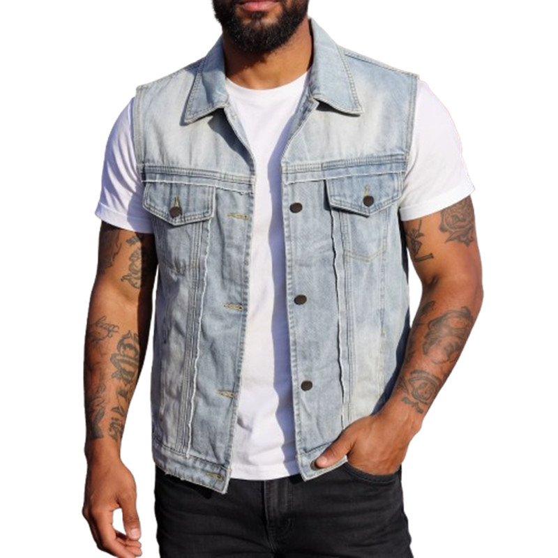 Spring Summer Men's Denim Vest - Men'S Fashion Vest With Jeans avaliação e preço