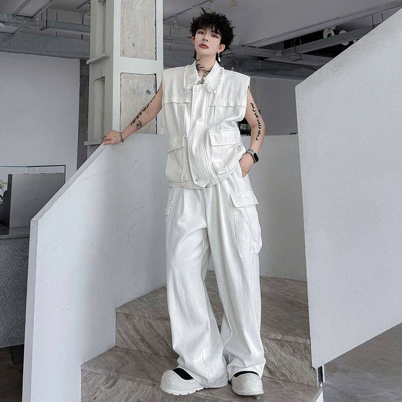 LUZHEN 2026 Summer Solid Color - Men'S Fashion Vest With Jeans avaliação e preço