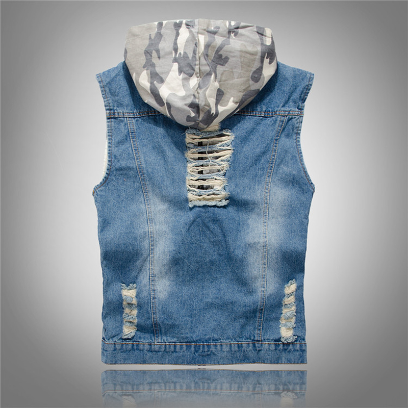 Spring Summer Mens Camo Hooded - Men'S Fashion Vest With Jeans avaliação e preço