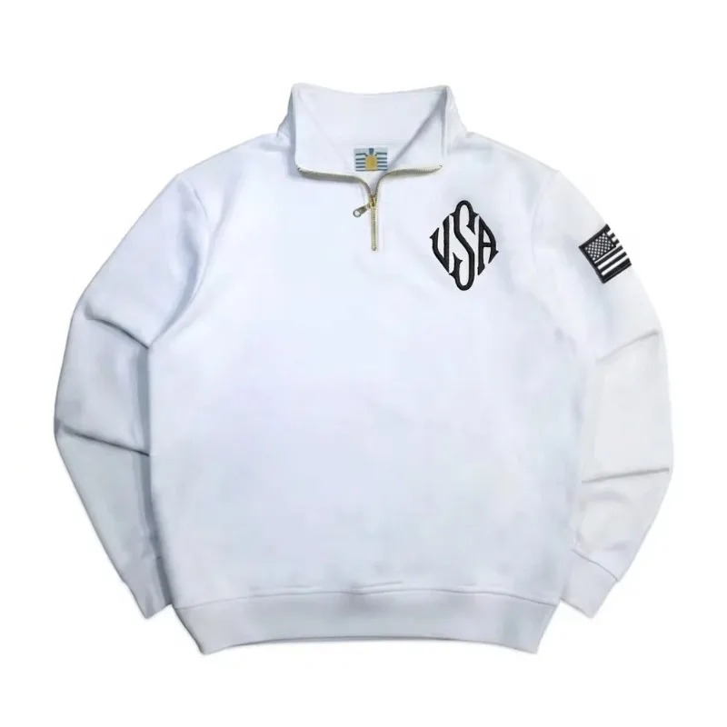 Y2K Navy Blue Quarter Zip Swea - Mens Fashion Quarter Zip avaliação e preço