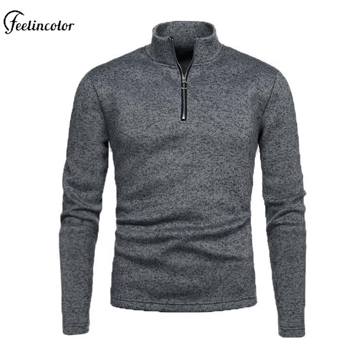 Men Heathered Gray Quarter Zip - Mens Fashion Quarter Zip avaliação e preço